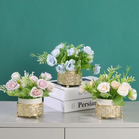 Nordic light luxury artificial flower potted plants for living room home decoration, office and dining room tabletop plastic flower potted plant ornaments Nordic light luxury artificial flower potted plants for living room home decoration, office and dining room tabletop plastic flower potted plant ornaments